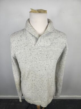 Chaps Men's XXL Speckled Shawl Collar V-Neck Sweater - Cream